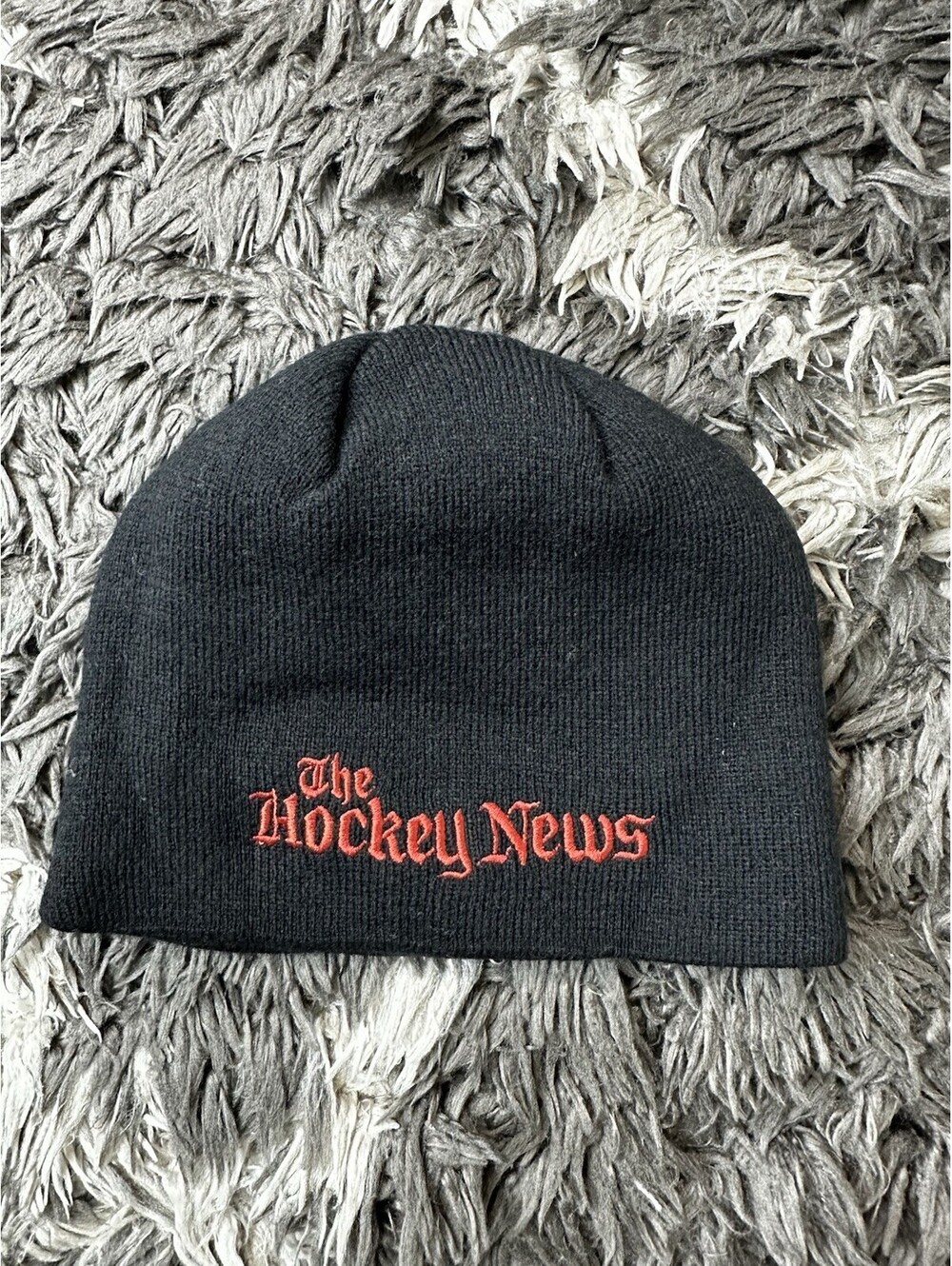 Vintage The Hockey News Reebok Knit Beanie Hat Black Red Embroidered Winter Cap